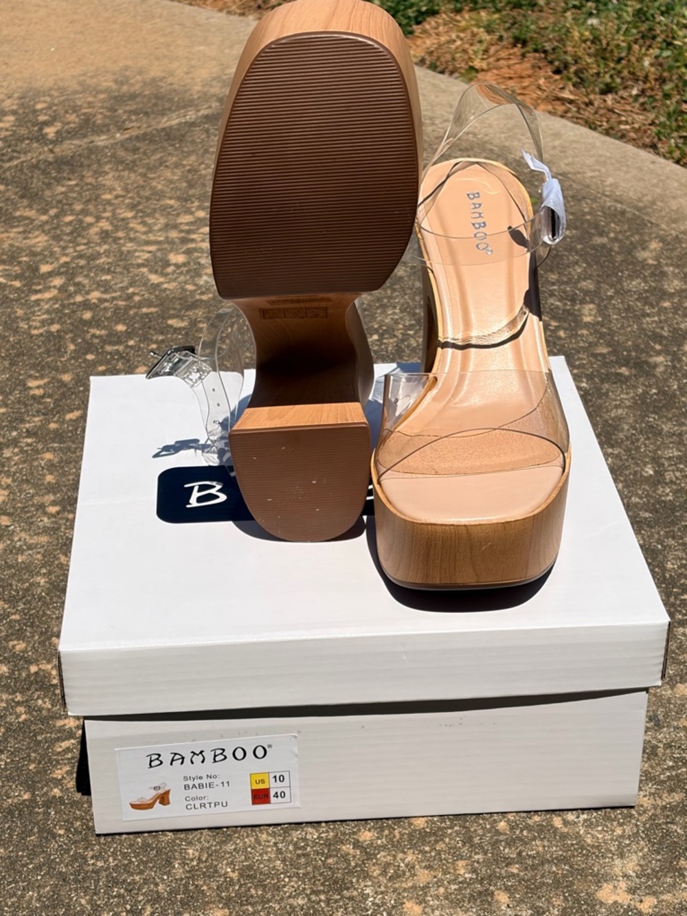 Bamboo BABIE- Women Chunky Platform Clear Ankle Strap Sandals - Picture 4 of 5